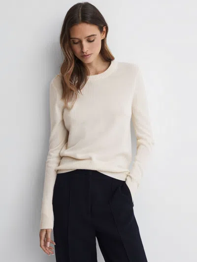 Reiss Ivory Wool Blend Crew Neck Jumper In White