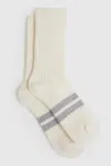 Reiss Ivory Wool Blend Ribbed Crew Socks In Ivory