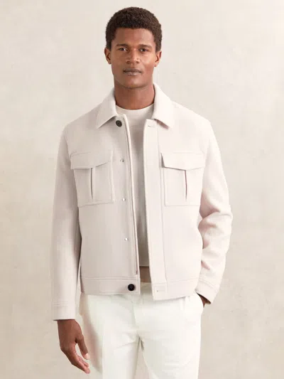 Reiss Ivory Wool Blend Twin Pocket Zipped Jacket In White