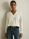 Reiss Ivory Wool Collared Cricket Jumper In White