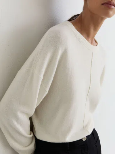 Reiss Ivory Wool-blend Reverse-seam Jumper With Cashmere