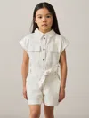Reiss Ivory Zoe 4-9 Yrs Cotton-linen Belted Playsuit