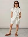 Reiss Ivory Zoe 9-13 Yrs Cotton-linen Belted Playsuit