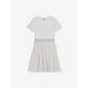Reiss Zoe Sparkle Pleated-skirt Stretch-knit Dress 9-13 In White