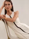 Reiss Ivory/black Craft-stitch Sleeveless Midi Dress In Multi