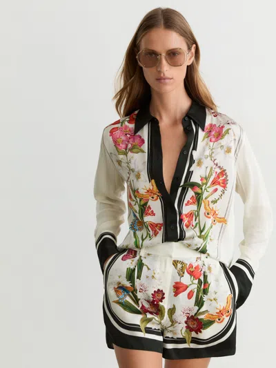 Reiss Ivory/black | Nybg Scarf-print Shorts In Multi