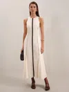 Reiss Ivory/black Petite Craft-stitch Sleeveless Midi Dress In Neutral