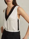 Reiss Ivory/black Silk Front Colourblock Vest In Multi