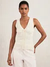 Reiss Womens Lanette Ribbed Craft-stitch Knitted Vest Top Ivory Ecru In Multi