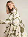 Reiss Womens Ivory Green Neva Floral-print Cotton Mini Dress In Multi