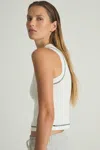 Reiss Ivory/navy Lea Cotton With Stretch Contrast-stitch Vest