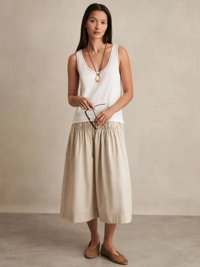 Reiss Wren Mixed Woven Midi Dress In Neutral