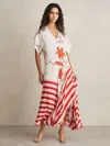 Reiss Womens Ivory Red Alicia Floral Stripe-print Woven Maxi Dress In Multi