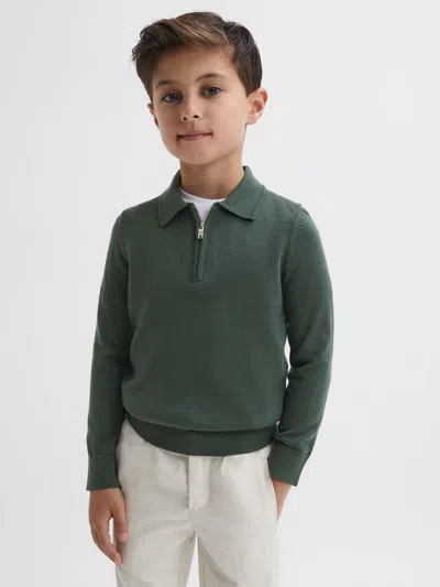 Reiss Ivy Green Junior Slim Fit Merino Wool Polo Shirt