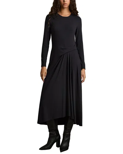 Reiss Ivy Ruched Plain Midi Dress In Black