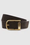 REISS IYLA - CHOCOLATE SUEDE HALF KEEPER BELT, S