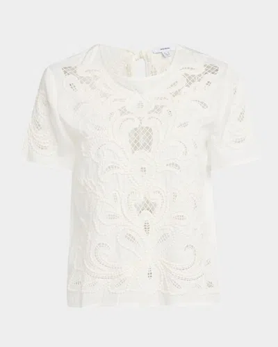 Reiss Iyla Embroidered Open-back Top In White