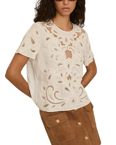 Reiss Iyla Floral Cut Out Top In White