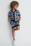 Reiss Navy Multi Junior Knitted Elasticated Waistband Shorts