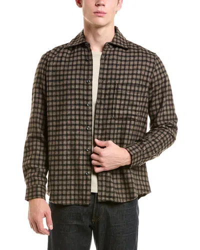 Reiss Jack Checked Wool-blend Overshirt In Brown