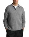 Reiss Jacob Relaxed Fit Quarter Button Long Sleeve Wool Knit Polo In Grey Melan