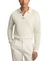 Reiss Jacob Relaxed Fit Quarter Button Long Sleeve Wool Knit Polo In Off White