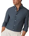 Reiss Airforce Blue Cotton-jersey Stripe-jacquard Shirt