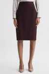 Reiss Flora Tailored Wool-blend Skirt In Berry