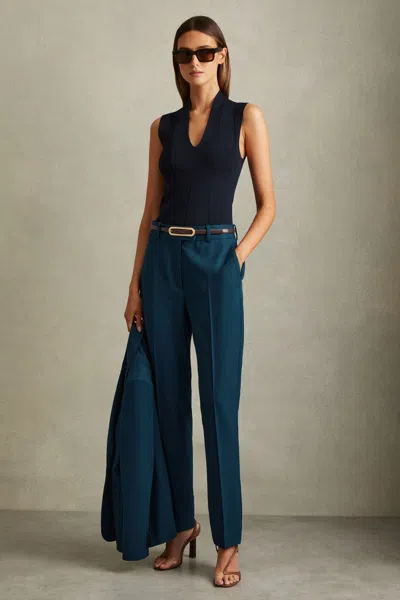 Reiss Teal Petite Slim Fit Wool Blend Suit Trousers