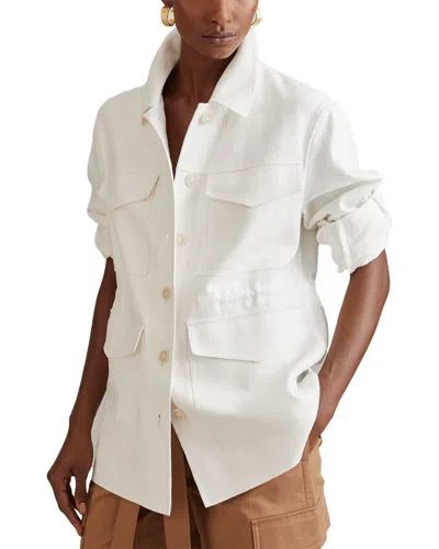 Reiss Jade Linen-blend Jacket In White