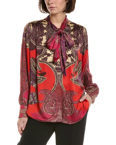 Reiss Womens Jade Paisley-print Woven Top Red In Purple