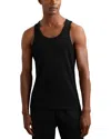 Reiss Black Jaden Stretch-cotton Ribbed Vest In Black