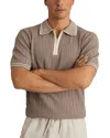 Reiss Mens Jarvis Micro-cable Short-sleeve Knitted Polo Light Taupe Brown In Gray