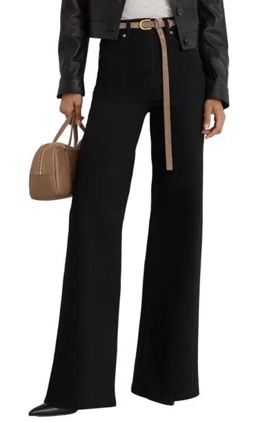 Reiss Jas High Waist Wide Leg Jeans In Black