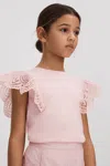 Reiss Pink 4-9 Yrs Cotton Broderie Top In Pink
