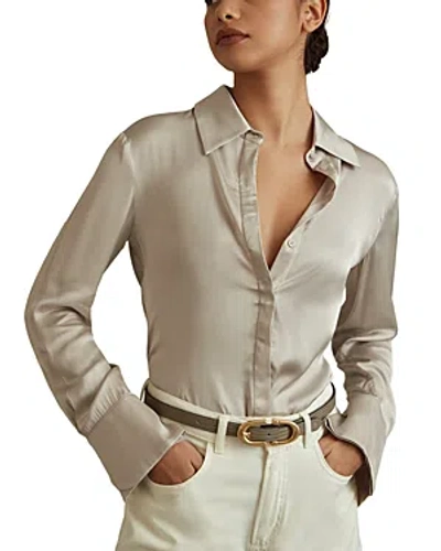 Reiss Stone Fitted Layered Cuff Shirt