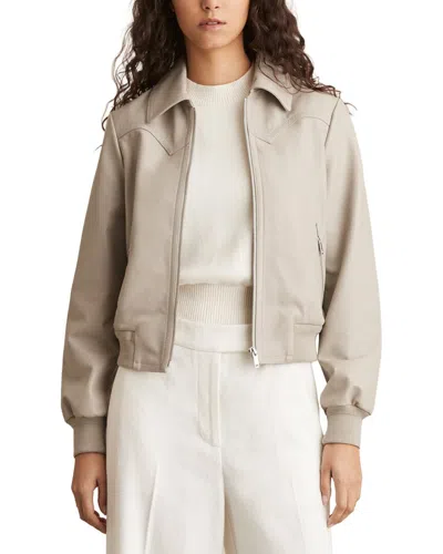 Reiss Jasmine Leather Bomber Jacket In Neutral