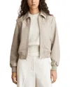 Reiss Womens Jasmine Leather Bomber Jacket Grey In Grey