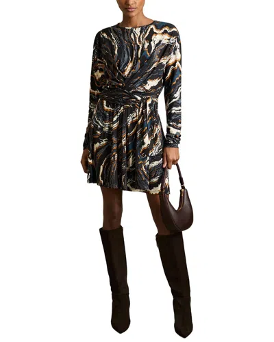 Reiss Jasmine Printed Short Dress In Black