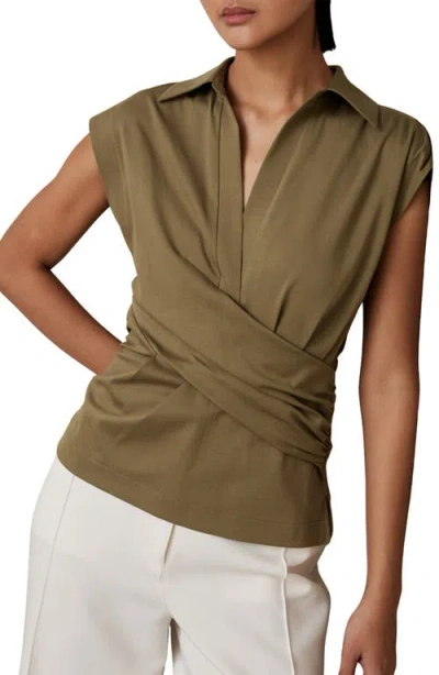REISS REISS JEAN RUCHED STRETCH COTTON TOP