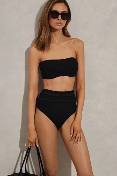 Reiss Jemma - Black Strapless Underwire Mesh Bikini Top, Us 10