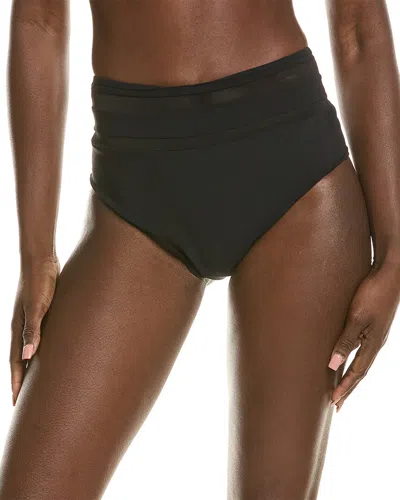 Reiss Jemma Mesh Insert High-waist Bikini Bottom In Black