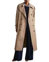Reiss Camel Double Breasted Belted Trench Coat In Neutral