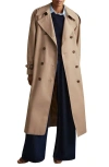 Reiss Camel Double Breasted Belted Trench Coat In Camel