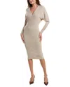 Reiss Jenna Ruched Sleeve Wool & Cashmere-blend Knit Dress In Gray