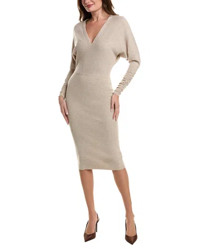 Reiss Jenna Ruched Sleeve Wool & Cashmere-blend Knit Dress In Neutral