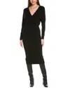 Reiss Jenna Wool & Cashmere-blend Ruched Sleeve Knitted Bodycon Dress In Black