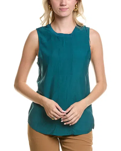 Reiss Teal Sleeveless Press-stud Blouse In Blue