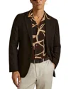 Reiss Brown/off White Jerry Relaxed Printed Cuban Collar Shirt In Brown/off White