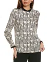 Reiss Jess Swirl Print Blouse In Neutral